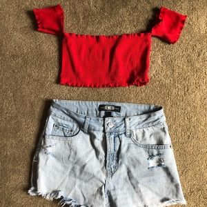 Red off the shoulder top